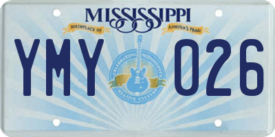 MS license plate YMY026