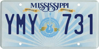 MS license plate YMY731