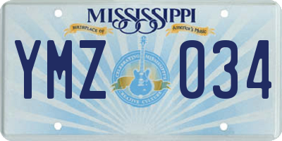 MS license plate YMZ034