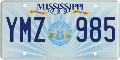 MS license plate YMZ985