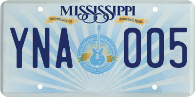 MS license plate YNA005