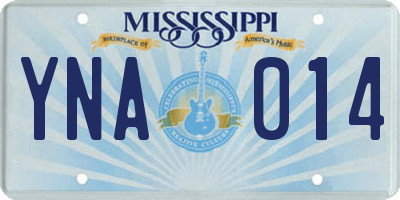 MS license plate YNA014