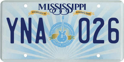 MS license plate YNA026