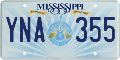 MS license plate YNA355