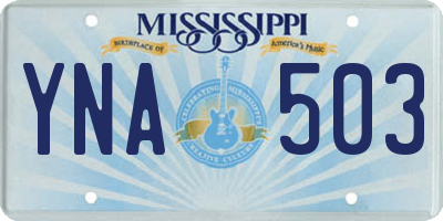 MS license plate YNA503