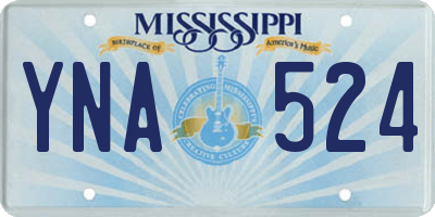 MS license plate YNA524