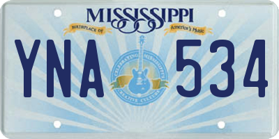 MS license plate YNA534