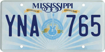 MS license plate YNA765