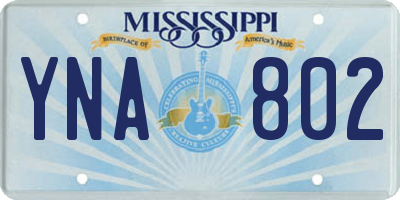 MS license plate YNA802