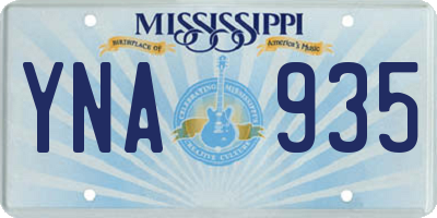MS license plate YNA935