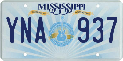 MS license plate YNA937