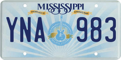 MS license plate YNA983