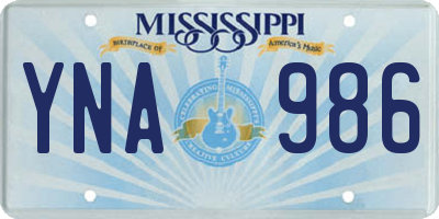 MS license plate YNA986