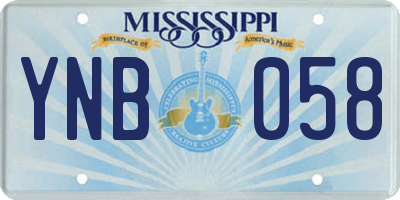 MS license plate YNB058