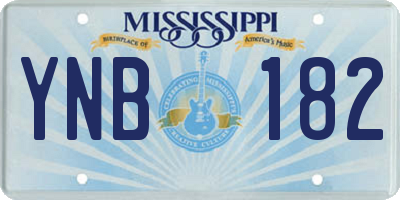 MS license plate YNB182