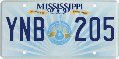 MS license plate YNB205