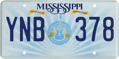 MS license plate YNB378