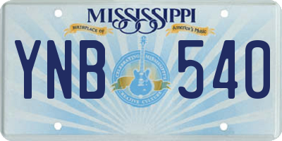 MS license plate YNB540