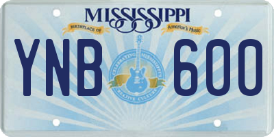 MS license plate YNB600