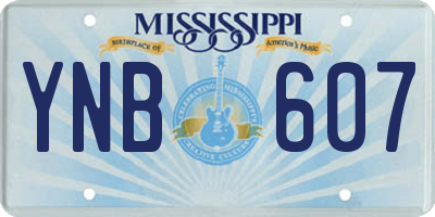 MS license plate YNB607