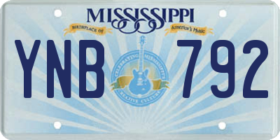 MS license plate YNB792