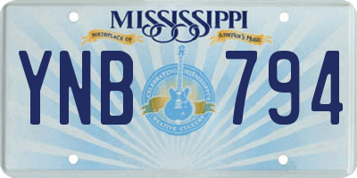 MS license plate YNB794