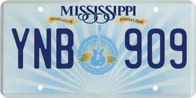MS license plate YNB909