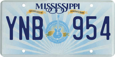 MS license plate YNB954