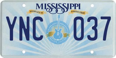 MS license plate YNC037
