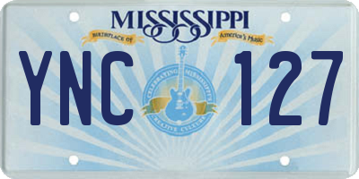 MS license plate YNC127