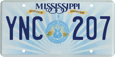MS license plate YNC207
