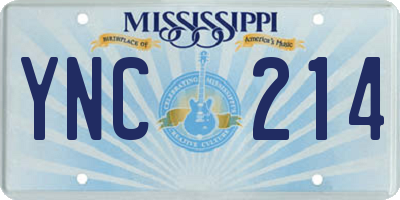 MS license plate YNC214