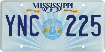 MS license plate YNC225
