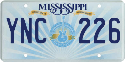 MS license plate YNC226