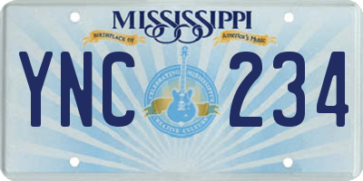 MS license plate YNC234