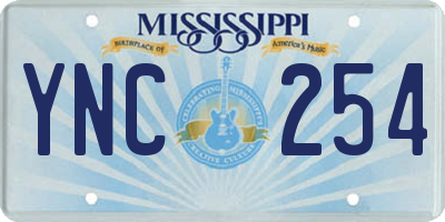 MS license plate YNC254