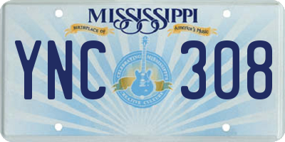 MS license plate YNC308