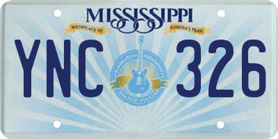 MS license plate YNC326