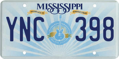 MS license plate YNC398