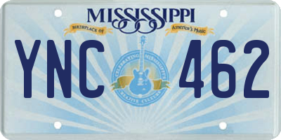 MS license plate YNC462