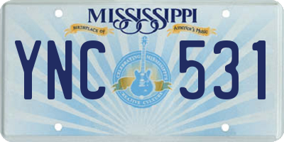 MS license plate YNC531