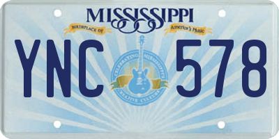 MS license plate YNC578