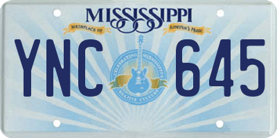 MS license plate YNC645