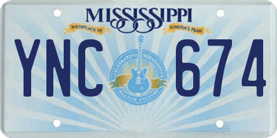MS license plate YNC674