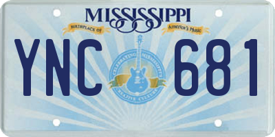 MS license plate YNC681