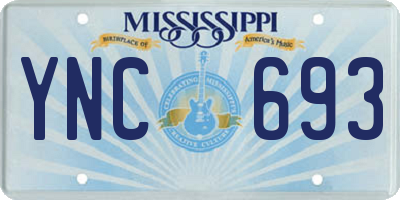 MS license plate YNC693
