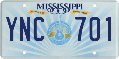 MS license plate YNC701