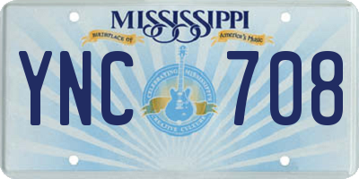 MS license plate YNC708