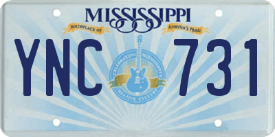 MS license plate YNC731