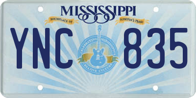 MS license plate YNC835